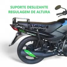 Suporte de Bau MOTTU Sport 110 e 110i - Pode Levar Garupa - Bagageiro Deslizante de Correr para Caixa de Moto TVS Mottu