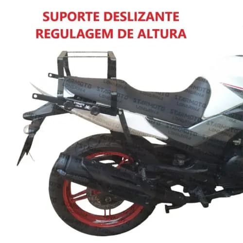 Suporte de Baú para Fazer 250 de 2011 a 2017 - Pode levar garupa - Bagageiro Deslizante de correr para Caixa de Moto
