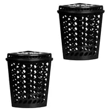 Kit 2 Cesto Telado Triangular 43,7Lts Com Tampa Para Roupa Suja
