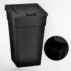 Lixeira Modelo Rattan Com Tampa Click 10 Litros Preta