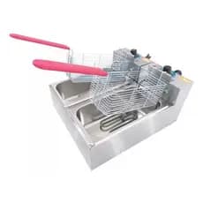 Fritadeira Elétrica a Oleo Industrial Profissional de 6 Litros com 2 Cubas em Aço Inox Com/Tampas