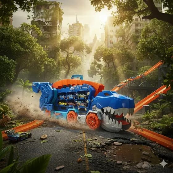 Pista Super Reboque de T-Rex Hot Wheels City HNG50