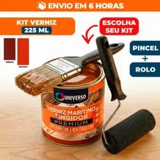 Verniz Maritimo Universo 225ml Madeira Rolinho Pincel Brilhante Móveis Porta Janela Interno Externo