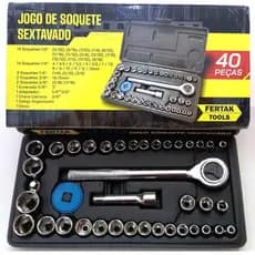 Jogo de Chave Catraca Reversível Soquete Sextavado 40 Peças Fertak 4820