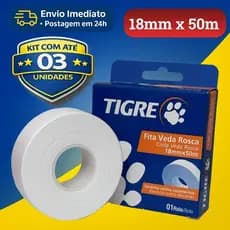 Fita Veda Rosca 18mm PTFE Tigre 10m 25m 50m | Kits 1 2 3 Rolos
