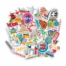 Cartela De Adesivos Turismo Viagem Mundo Travel Stickers Top