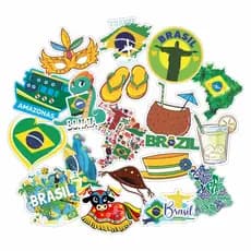 Cartela De Adesivos Brasil Carnaval Samba Turismo Viagem Brazil Viajante Turista Nômade