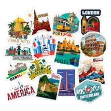 Cartela Adesivos Países Turísticos Viagem Pelo Mundo Destinos Famosos Planner Mala Caderno