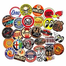 30 Adesivos Retrô Vintage Fusca Antigo Hoodride Rat Look 6cm Mod 01