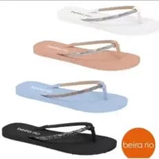 CHINELO FEMININO BEIRA RIO RASTEIRINHA CASUAL STRASS BRILHO SANDÁLIA BEIRA RIO DE DEDO