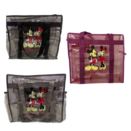 Kit Com 3 Bolsas Jumbo  Sacola CDP Transparente Estampada Cores Sortidas Tamanho G E M
