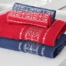 Jogo de Toalhas 4 Peças Algodão – 2 Toalhas de Banho + 2 Toalhas de Rosto com Detalhe Bordado Elegante