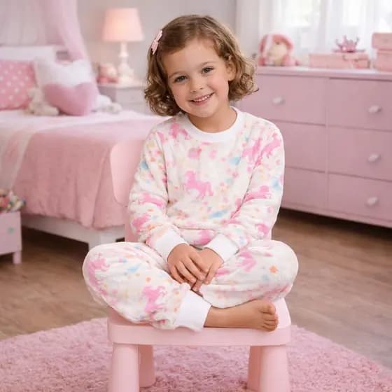 Conjunto Infantil Brilha no Escuro para Meninos e Meninas Pijamas Inverno 2 a 16 Anos com Efeito Iluminado