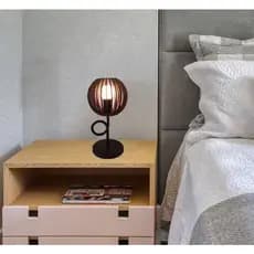 Abajur Rustico Mesa Decorativo Enfeite Sala Ferro e Mdf - AB01 Soquete E27 (Quarto/ Criado Mudo/ Mesa de Canto)