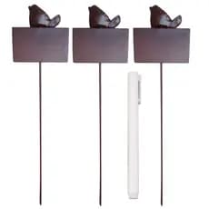 Combo C/3 Placas Enfeite Jardim Mini Aço Corten Decorativa Passarinho