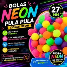 Bolinha Pula Pula 27mm Neon 50 Unidades (quica Bolinha/bolinha Perereca) Rápido Envio