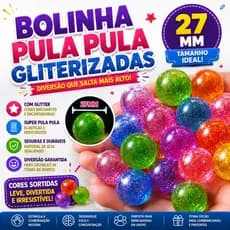 KIT 100 BOLINHAS PULA-PULA/PULA PULA 27MM BOLINHA PERERECA GLITERIZADA/BRILHANTE  KIT 100  BOLINHAS