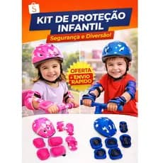Kit Proteção Infantil Capacete+2 Joelheiras+2 Cotoveleiras+2 Munhequeiras-Skate/Patins/Patinete/Bike