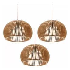Kit C/ 3 Lustres Florença Em MDF Cru Decoração De Ambientes