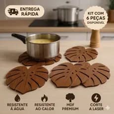 Kit 2/4/6 Descanso de Panela MDF 30CM Proteção P/ Mesa Apoio P/ Panela Quente