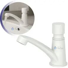 Torneira ABS Branca Lavatório Automática Temporizada Mesa