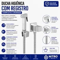 Kit Ducha Higiênica Luxo Todo Metal Quadrado Cromo 1/4 Volta CÓD.310