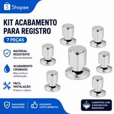 Kit 7 Acabamento de Registro Docol 20 Estrias Acabamento Para Registro Padrão Docol 20 Estrias