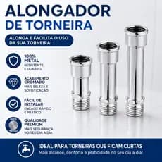 Alongador Prolongador Extensão Torneira 1/2 Cromado 4 centímetros, 6 centímetros e 8 centímetros