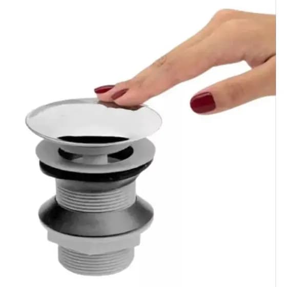 Válvula Click ABS Com Tampa Inox Para Cubas Porcelana e Vidro - Ralo click para cuba
