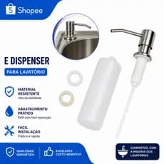 Dispenser Detergente/Dosador Inox Cozinha Pia Porta Sabonete Liquido Embutir 330 ML