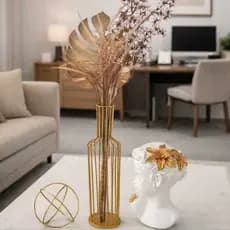 Vaso Decorativo e Porta-Rolhas em Metal Preto e Dourado – Design Moderno 38 cm