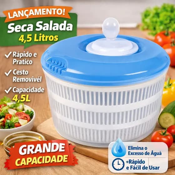 Centrífuga seca salada GRANDE 4,5L manual para folhas e verduras.