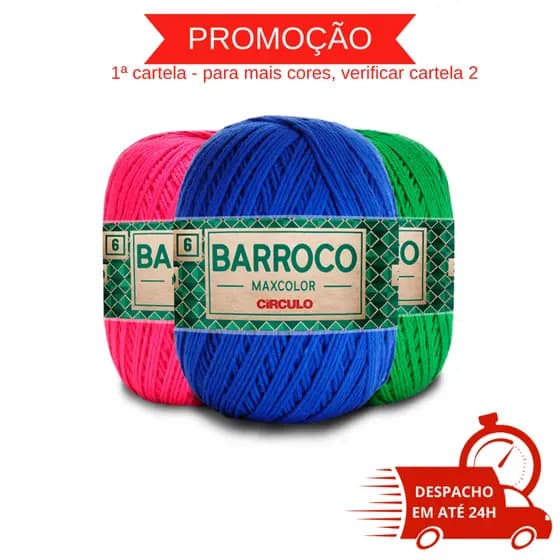 Barbante Barroco Maxcolor 400g 452 Metros Fio 4/6 TEX 885 Círculo Algodão Crochê