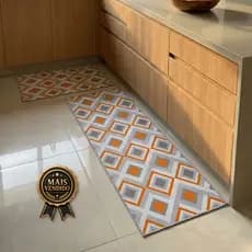 Tapete Passadeira Cozinha Antiderrapante Jogo 2 Peças Lavanderia