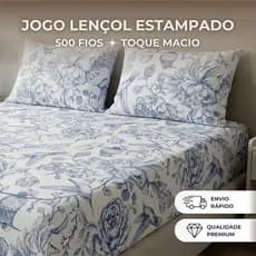 Jogo de Lençol Estampado 3 peças 500 Fios Cama Solteiro Casal Queen King Micro Percal Penteado