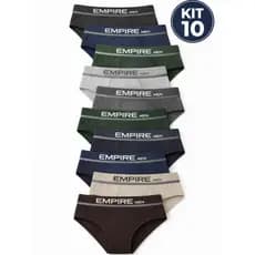 Kit 10 Cuecas Slip Comum Masculina Microfibra