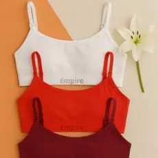 Kit 3 Top Feminino Forrado de Microfibra Sutiã Sem Bojo Top Fitness de Academia Adulto e Juvenil