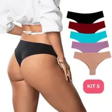Kit 5 Calcinhas Sem Costura Corte a Laser Tanga Calcinha Que Não Marca e Não Enrola