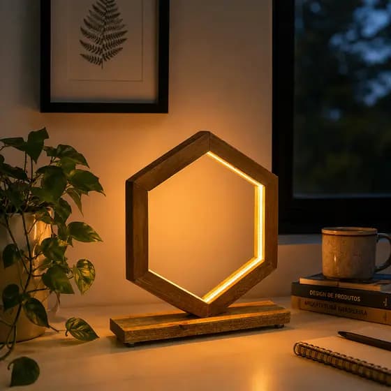 Luminária Abajur de Mesa Com Luz De LED Ou Soquete Para Quarto Sala Leitura