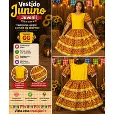 Vestido Festa Junina Infantil Juvenil e Adulto Caipira Quadrilha São João | Pronta Entrega | Envio Imediato