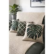 Capas de Almofada decorativa 45x45 linho Luxo Costela de Adão | Estampada | Kit 2 ou 4 capas