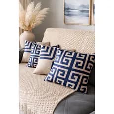 Capas de Almofada 45x45 Linho Azul | Almofada Decorativa Estampada HD | Capa para Sofá Sala | Kit com 2 ou 4