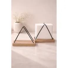 Porta Guardanapo Madeira Aço Preto Fosco Grande MDF para Mesa Cozinha Suport