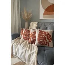 Capas de Almofada Linho Terracota Luxo | kit 2 ou 4 capas | Costela de Adão | 43x43 | Estampa em Alta Definição