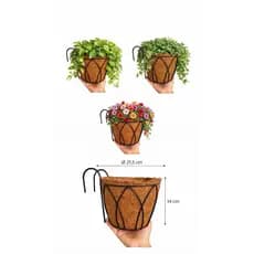 Vaso de Pendurar Fibra de Coco com Gancho | Vaso Suspenso para Plantas | Suporte de Ferro para Sacada, Varanda e Jardim