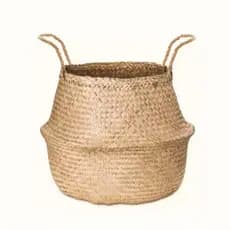 Cesto de Palha Decorativo Artesanal Cachepô para Plantas Organizador Decorativo