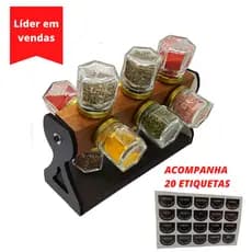 Porta temperos porta condimentos potes giratório madeira para cozinha mdf com potes para temperos