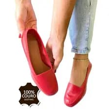 Sapato Mocassim Vermelho Sangue Sapatilha Feminino Couro Legítimo Excelente Qualidade Conforto Macio