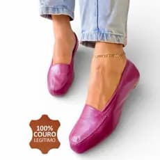 Sapato Mocassim Sapatilha Magenta Feminino Couro Legítimo Macio Excelente Qualidade Conforto Casual