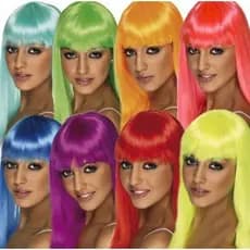 Peruca Longa Colorida Lisa Fantasia Carnaval Festa